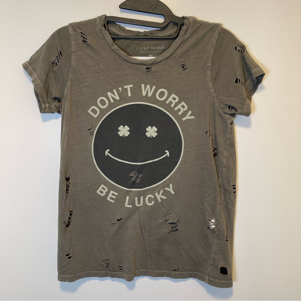 Lucky Brand‎ Green Gray Tee women’s size XS
